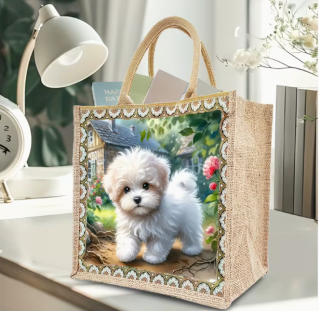 Preview: Diamond Painting Tragtasche Malteser Welpe